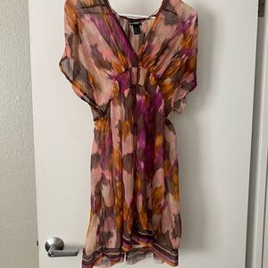 H&M Vibrant Pink and Orange Sheer Dress Bikini Swim Cover